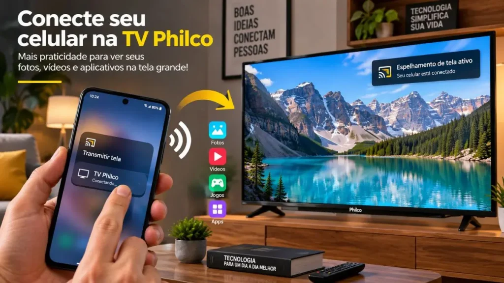 como conectar celular na tv philco
